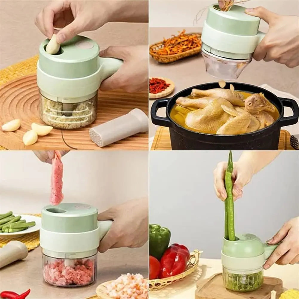 4-in-1 Vegetable Cutter | Wireless Handheld Electric Chopper & Slicer