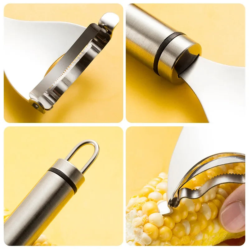 Stainless Steel Corn Peeler – Quick & Easy Cob Cutter Tool