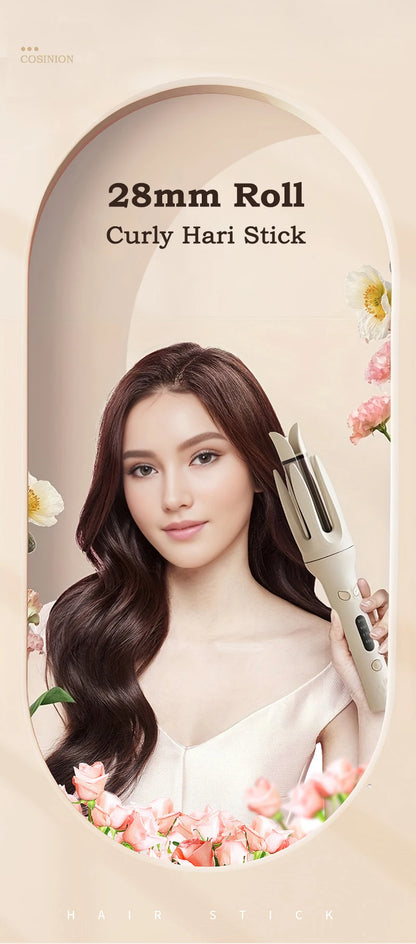 Automatic Rotating Hair Curler – 28mm Ceramic Curling Wand with Negative Ions