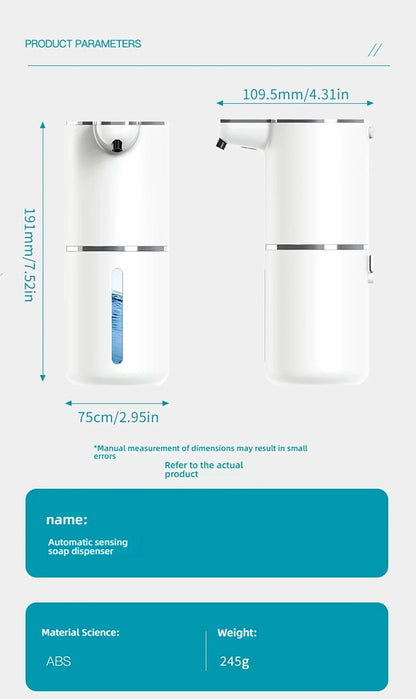 Automatic Touchless Foaming Soap Dispenser – 380ml | Wall-Mounted | USB Rechargeable
