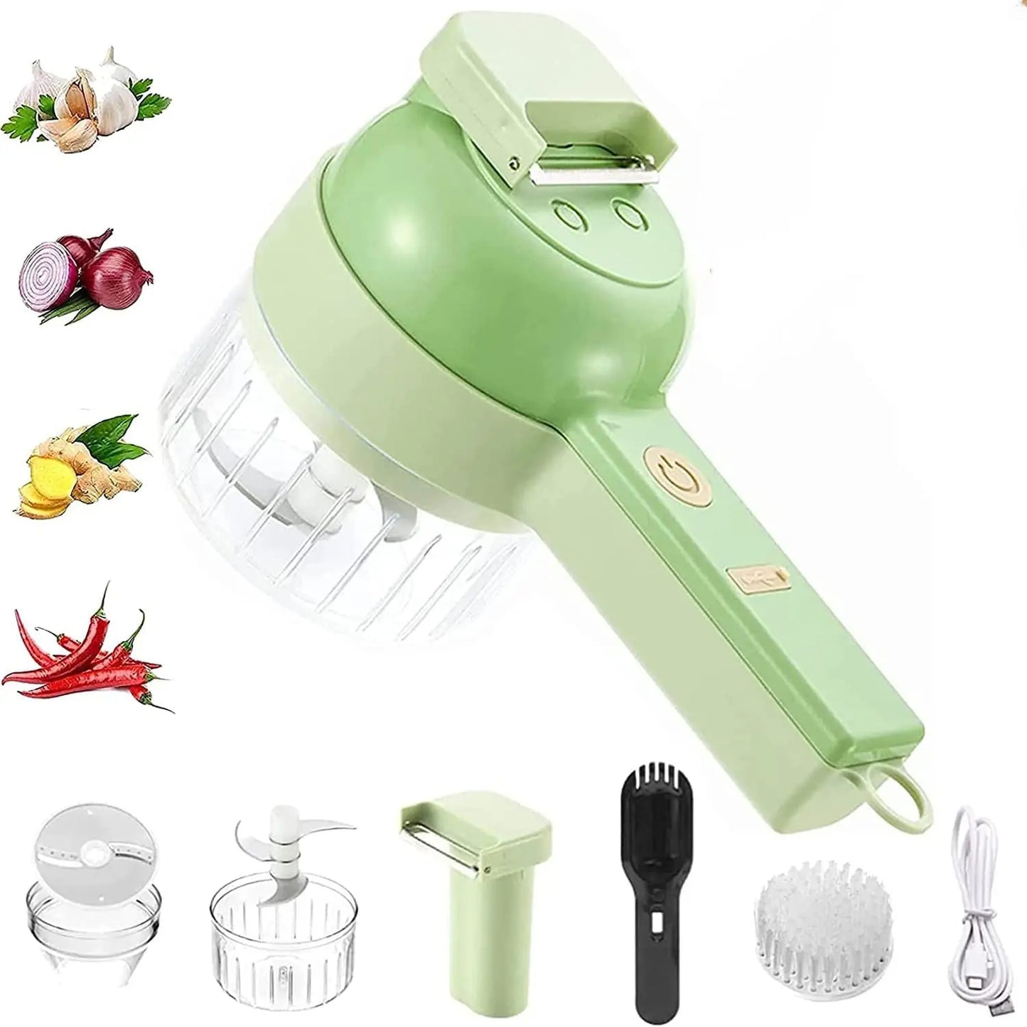 4-in-1 Vegetable Cutter | Wireless Handheld Electric Chopper & Slicer