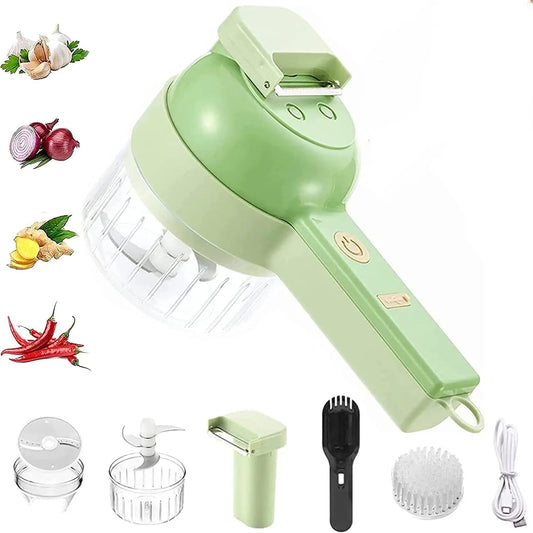 4-in-1 Vegetable Cutter | Wireless Handheld Electric Chopper & Slicer