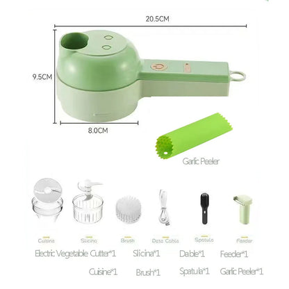 4-in-1 Vegetable Cutter | Wireless Handheld Electric Chopper & Slicer