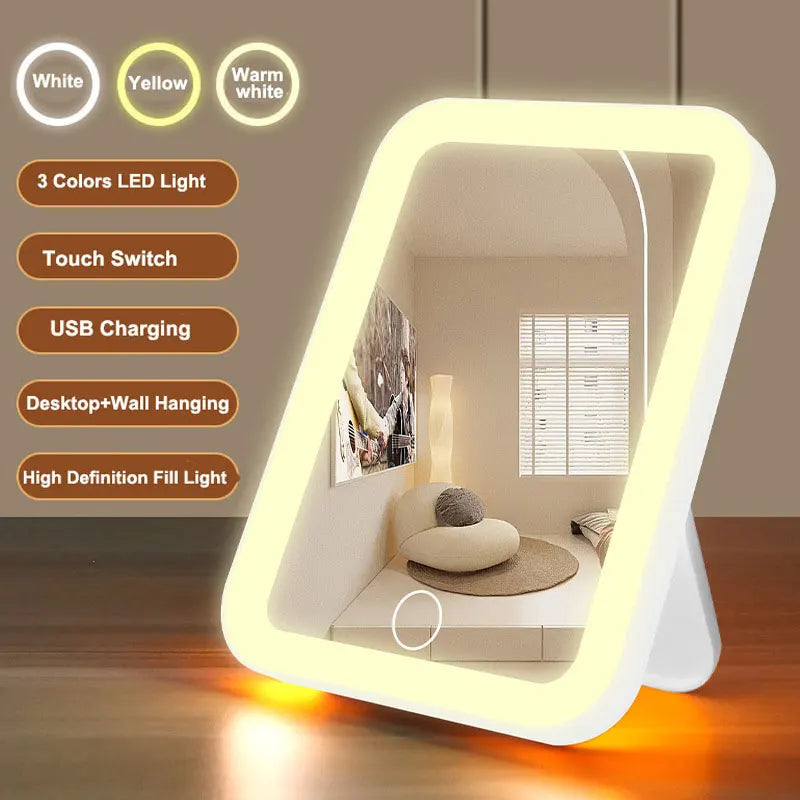 GlowUp™ Rechargeable Vanity Mirror – 3 Light Modes & Touch Screen