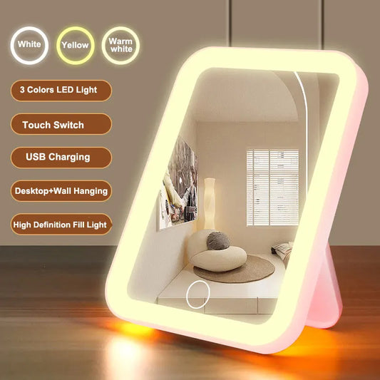 GlowUp™ Rechargeable Vanity Mirror – 3 Light Modes & Touch Screen