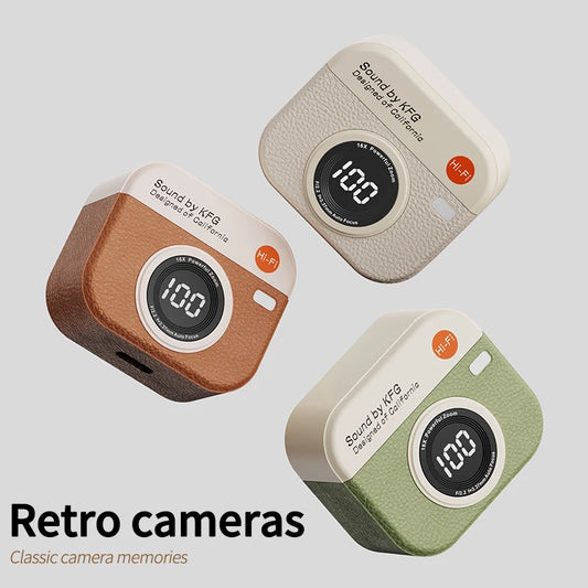 RetroCam TWS Earbuds – Vintage Camera-Inspired Wireless Earphones with LED Display & 36H Playtime