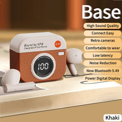 RetroCam TWS Earbuds – Vintage Camera-Inspired Wireless Earphones with LED Display & 36H Playtime