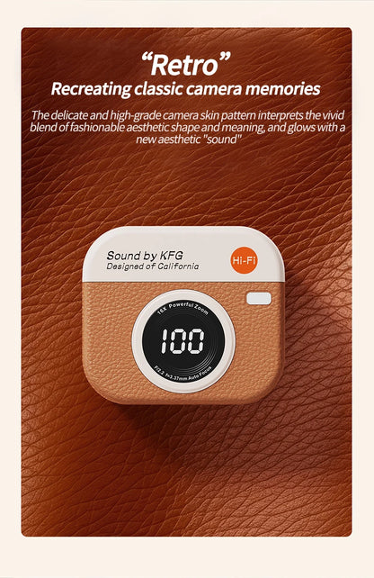 RetroCam TWS Earbuds – Vintage Camera-Inspired Wireless Earphones with LED Display & 36H Playtime