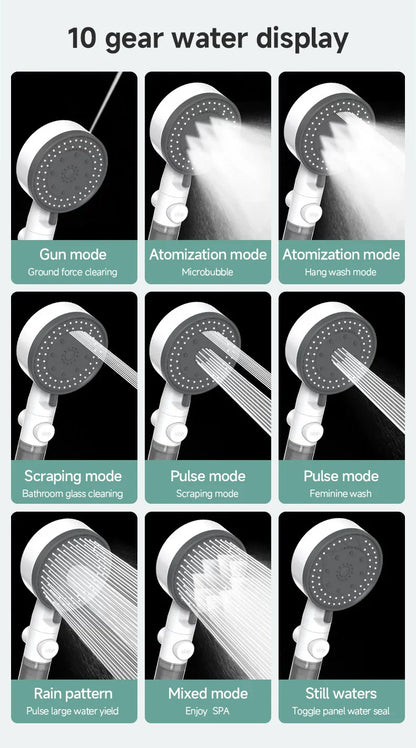High Quality 8 Mode Shower Head Water Filter Adjustable High Pressure Shower Portable One-Key Stop Shower Bathroom Accessories