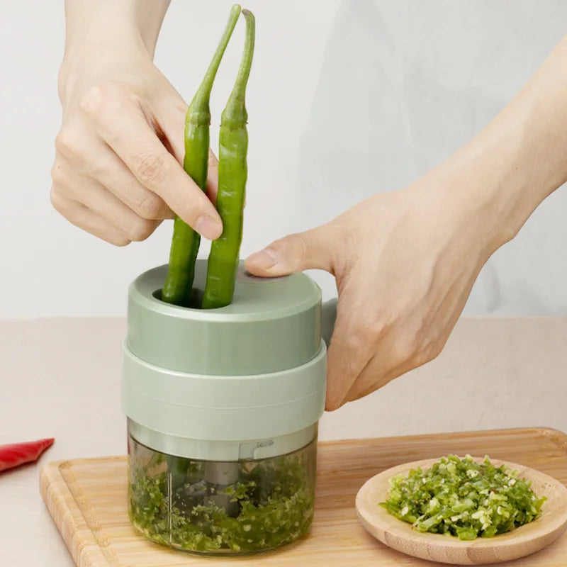 4-in-1 Vegetable Cutter | Wireless Handheld Electric Chopper & Slicer