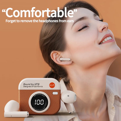 RetroCam TWS Earbuds – Vintage Camera-Inspired Wireless Earphones with LED Display & 36H Playtime