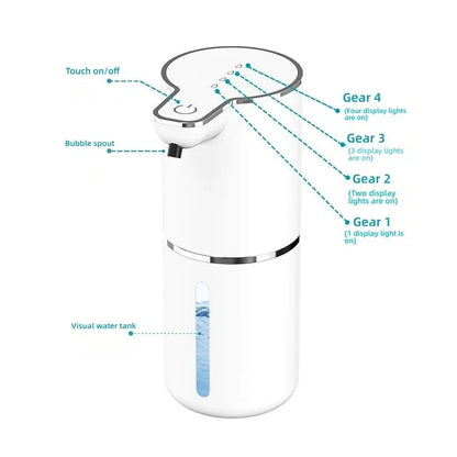 Automatic Touchless Foaming Soap Dispenser – 380ml | Wall-Mounted | USB Rechargeable