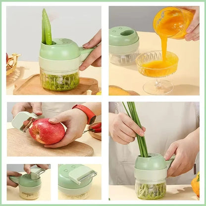 4-in-1 Vegetable Cutter | Wireless Handheld Electric Chopper & Slicer