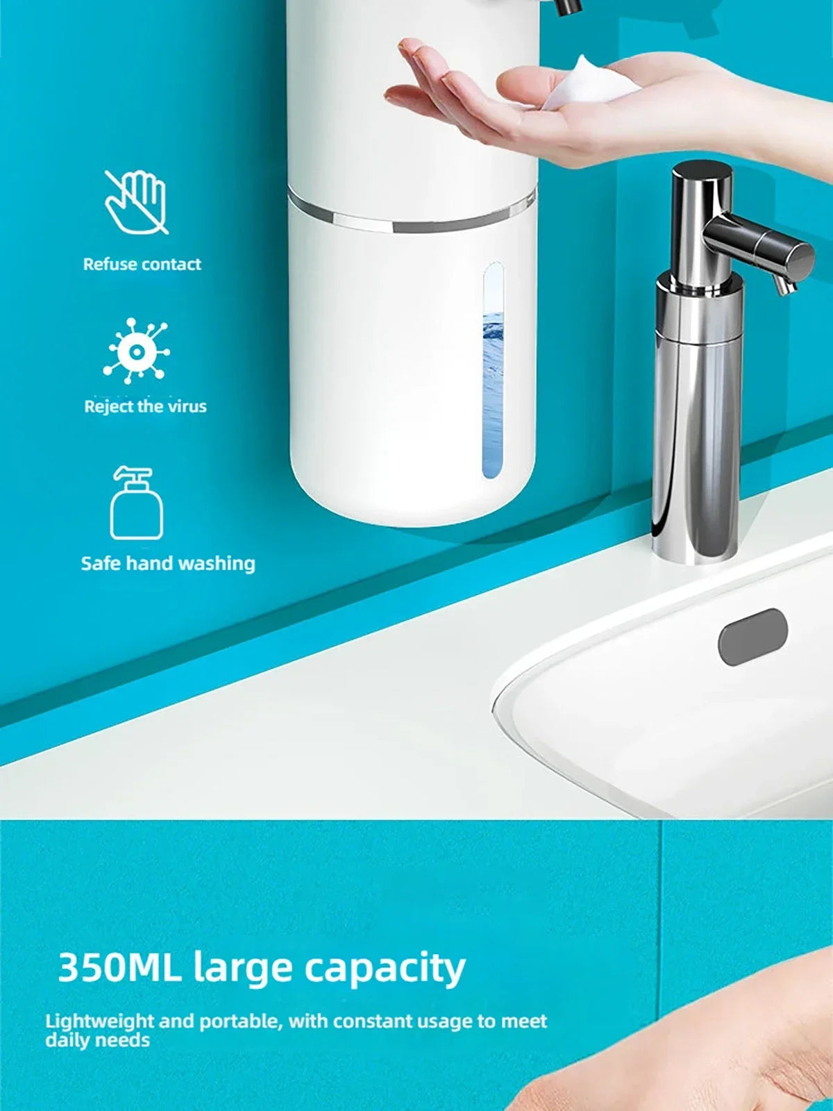 Automatic Touchless Foaming Soap Dispenser – 380ml | Wall-Mounted | USB Rechargeable