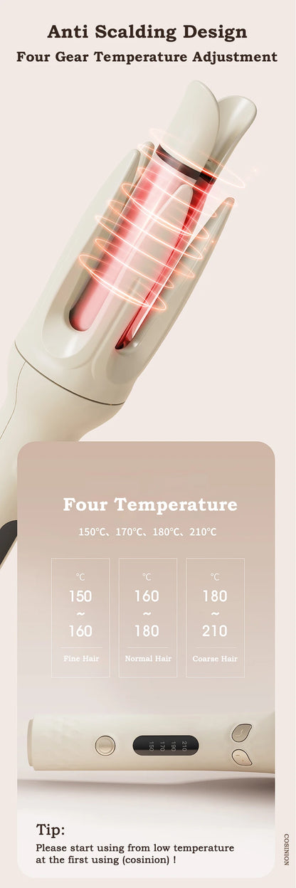 Automatic Rotating Hair Curler – 28mm Ceramic Curling Wand with Negative Ions