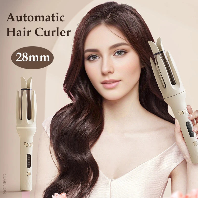 Automatic Rotating Hair Curler – 28mm Ceramic Curling Wand with Negative Ions