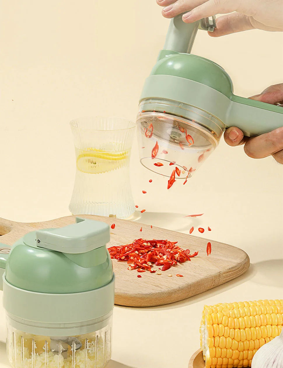 4-in-1 Vegetable Cutter | Wireless Handheld Electric Chopper & Slicer