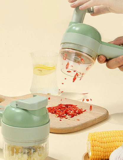 4-in-1 Vegetable Cutter | Wireless Handheld Electric Chopper & Slicer